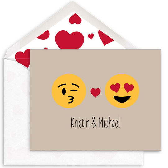 Tan You and Me Emoji Note Cards