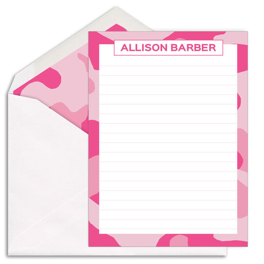 Camouflage Border Flat Note Cards with Optional Writing Lines