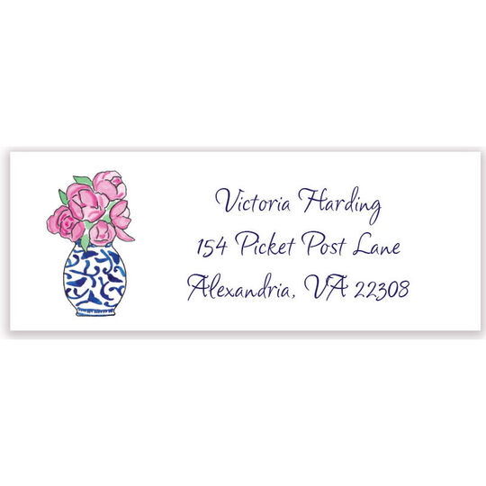 Pink Peonies Return Address Labels