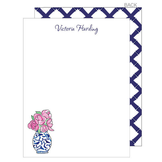 Pink Peonies Flat Note Cards