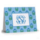 Blue Floral Monogram Folded Note Cards Image 1 of 2