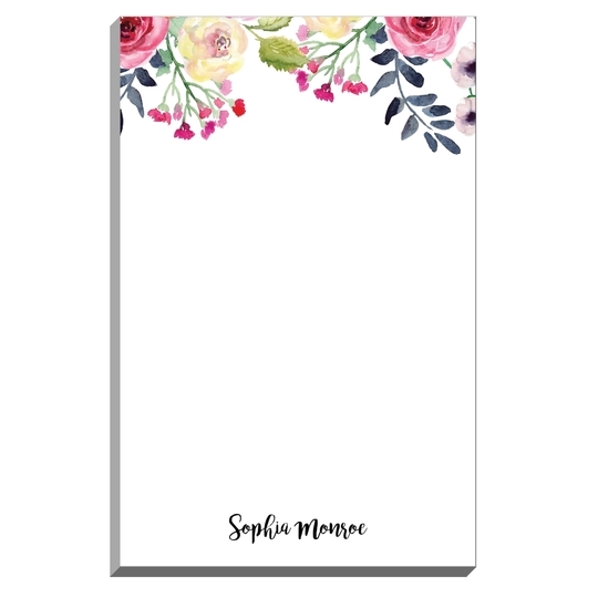 White Watercolor Top Roses Notepads