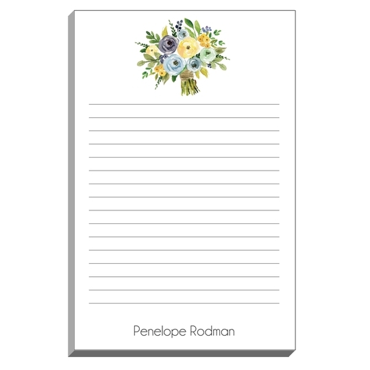 Yellow and Blue Bouquet Notepad