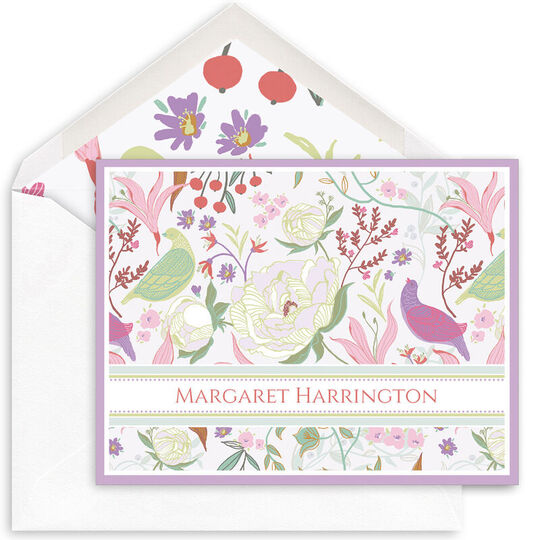Pastel Birds and Peonies Folded Note Cards