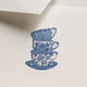 Tea Cups Boxed Folded Note Cards - Hand Engraved Image 2 of 2