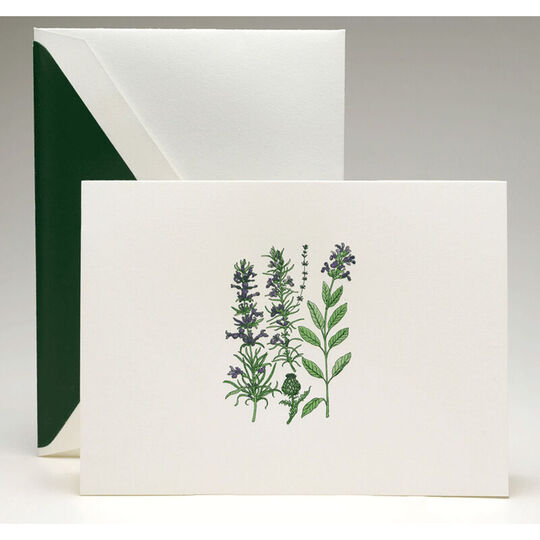 Garden Herbs Boxed Folded Note Cards - Hand Engraved