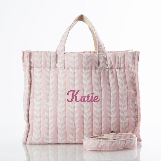 Personalized Powder Pink Vine Tote
