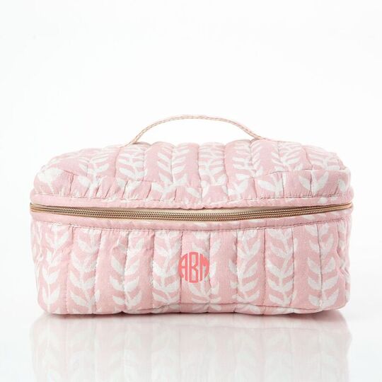 Personalized Powder Pink Vine Cosmetic Case