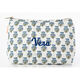 Personalized Aqua Floral Print Cotton Clutch Bag Image 1 of 3