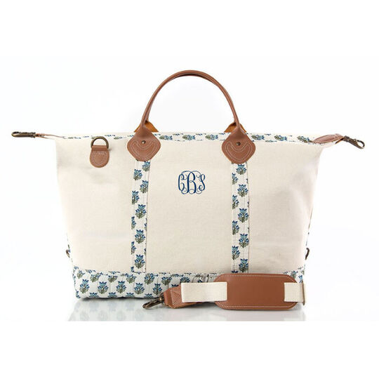 Personalized Aqua Vine Print Weekender