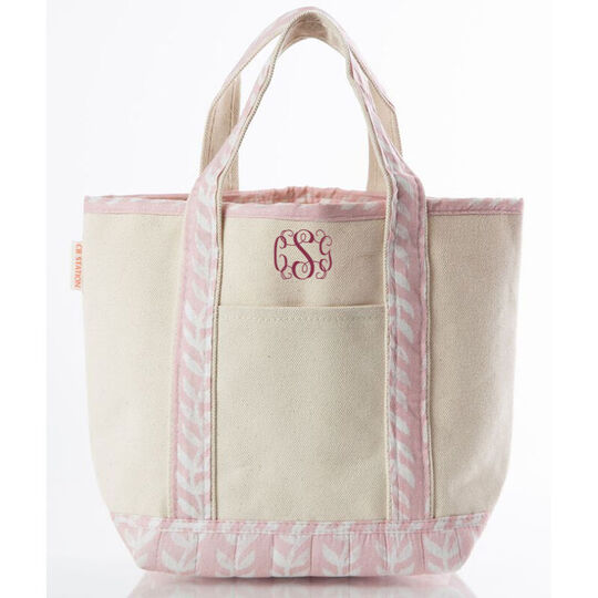 Personalized Powder Pink Vine Trimmed Cutest Little Boat Tote Bag