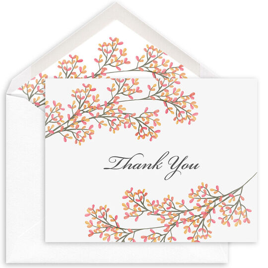 Fall Branches Folded Thank You Note Cards