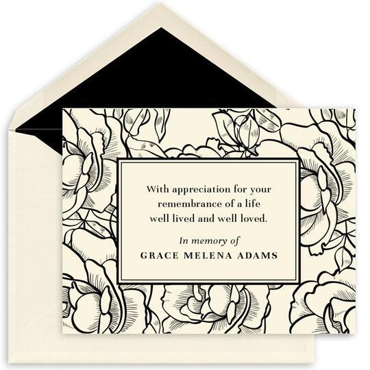 Floral Woodcut Flat Sympathy Cards