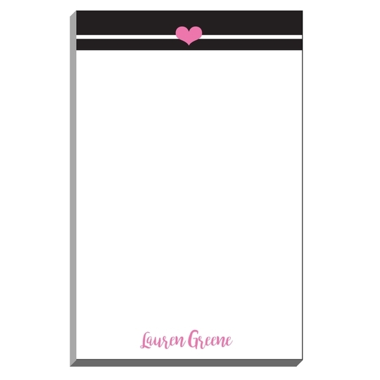 Black Stripe with Heart Notepad