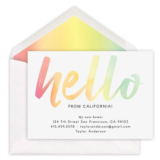 Rainbow Ombre Hello Moving Announcements