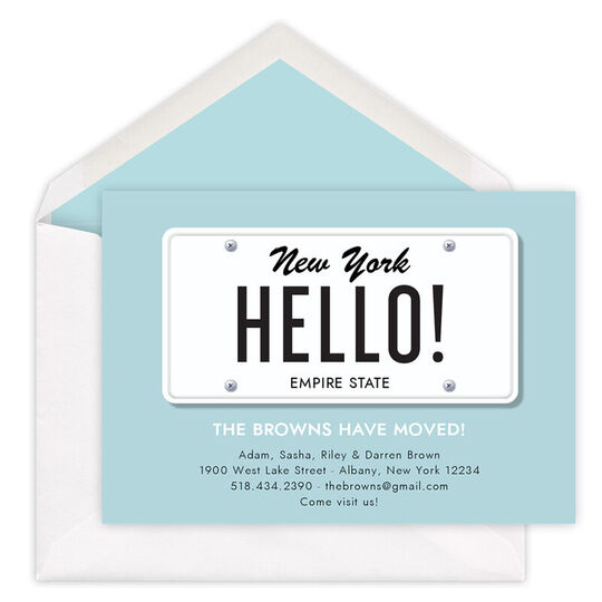 License Plate Hello Moving Announcements