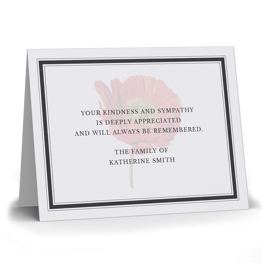 Single Poppy Folded Sympathy Cards