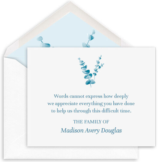 Eucalyptus Motif Flat Sympathy Cards