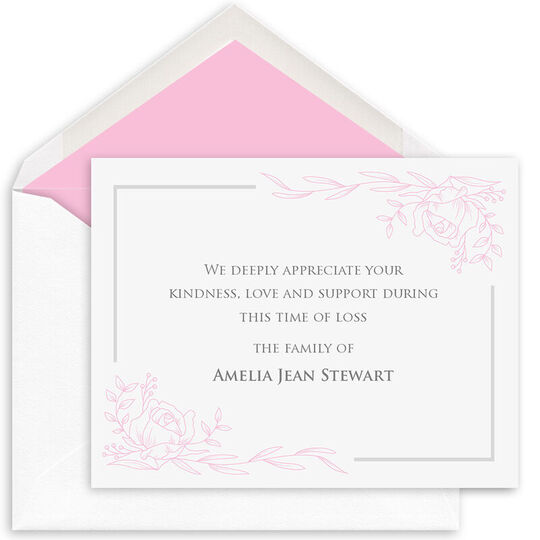 Framed Corner Floral Flat Sympathy Cards