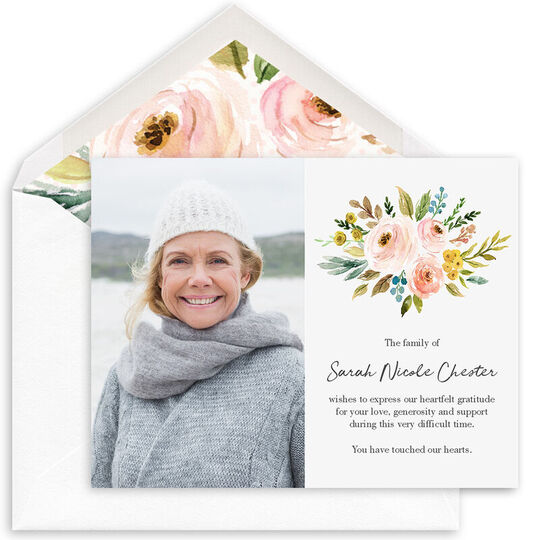 Pink Bouquet Photo Flat Sympathy Cards