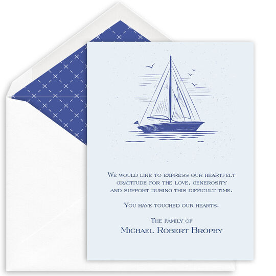 Peaceful Sailboat Folded Sympathy Cards
