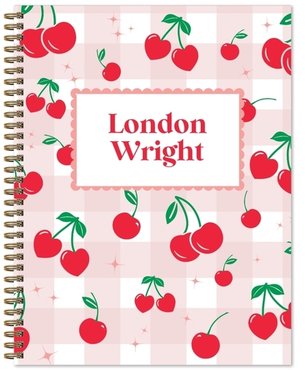 Sweet Cherry Heart Spiral Notebook