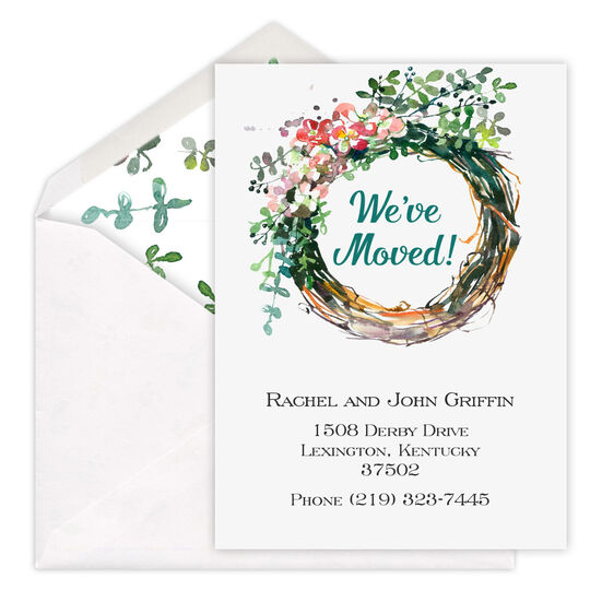 Peony Wreath Moving Announcements