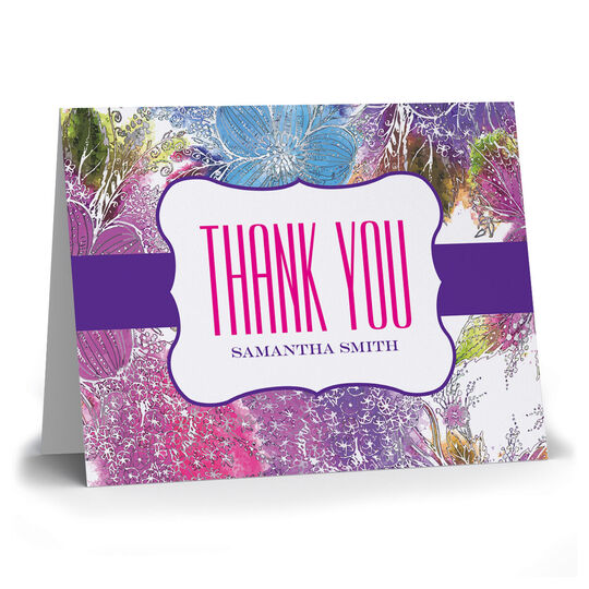 Purple Pansy Thank You Folded Note Cards