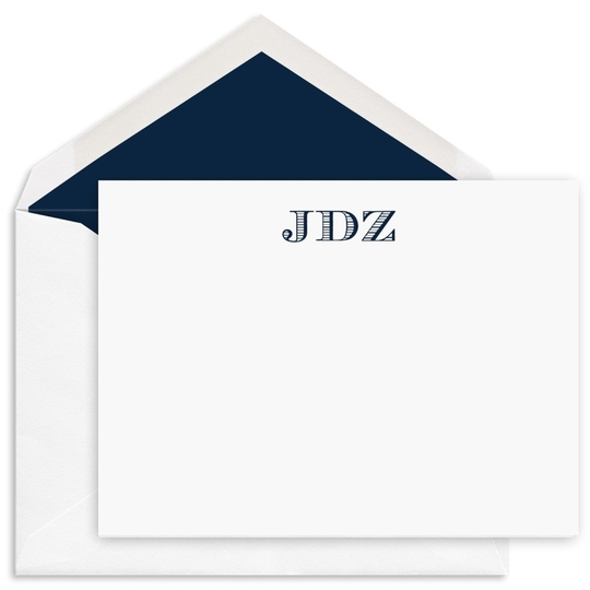 Classic Initial Flat Note Cards - Raised Ink