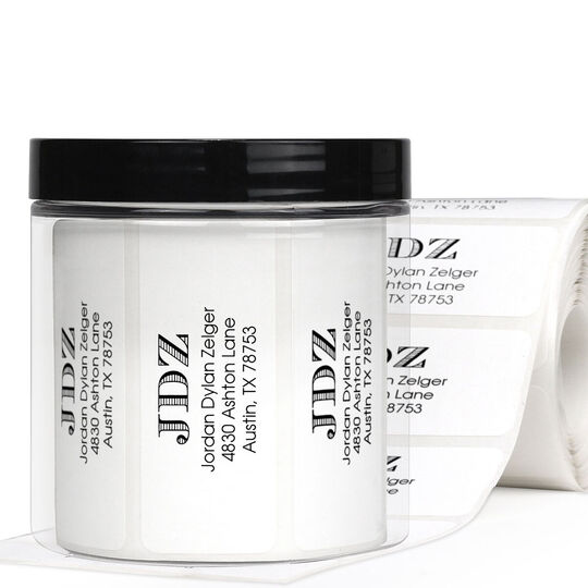 Classic Initial Rectangle Address Labels in a Jar