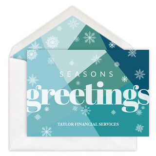 Color Block Seasons Greetings Flat Holiday Cards