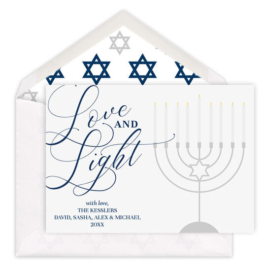 Love and Light Flat Hanukkah Cards
