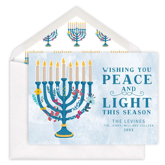 Peace and Light Flat Hanukkah Cards