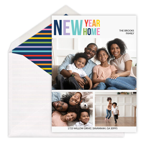 Colorful New Year Home Flat Holiday Photo Cards