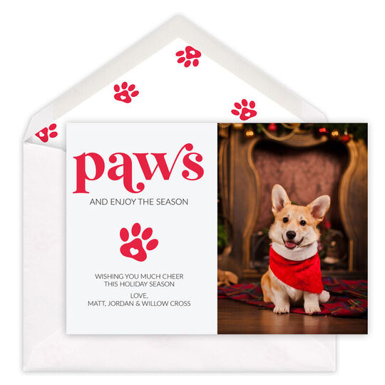 Paws and Enjoy the Season Flat Photo Cards