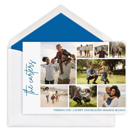 Vertical Name Flat Holiday Photo Cards