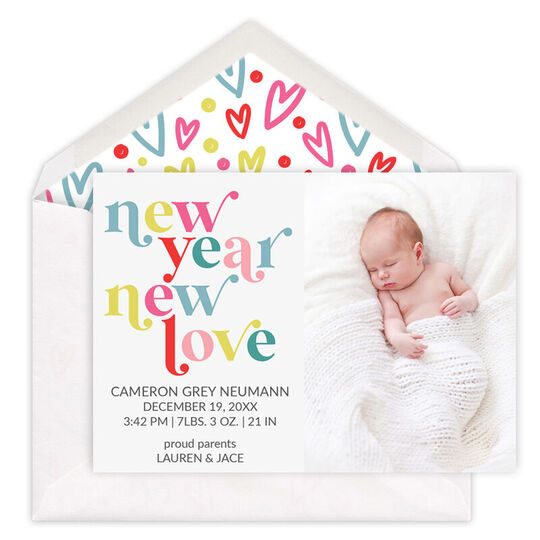 New Year New Love Flat Holiday Photo Cards