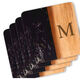 Acacia Wood and Black Marble Square Coasters Image 1 of 2