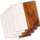 Acacia Wood and White Marble Square Coasters Image 1 of 2
