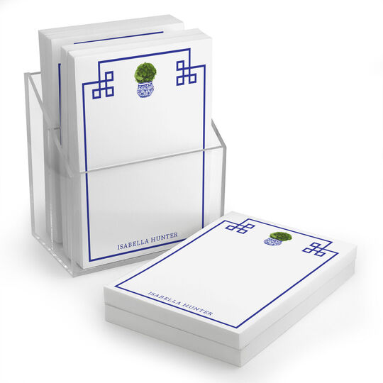 Blue Topiary Stack of Small Notepads