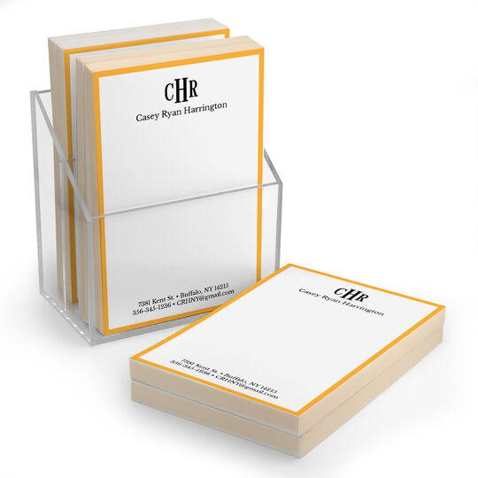 Essential Border Monogram Stack of Small Notepads