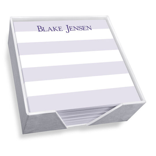 Banded Striped Memo Square with White Paperboard Holder
