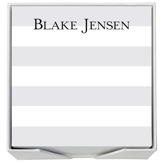 Banded Striped Memo Square with White Paperboard Holder