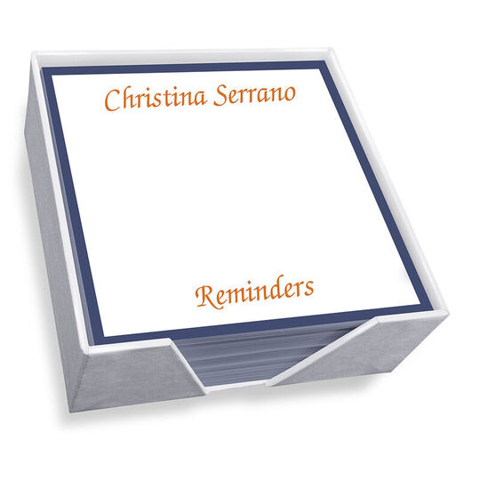 Bordered Memo Square with White Paperboard Holder