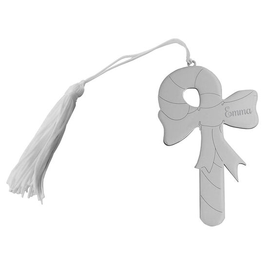Candy Cane Metal Ornament with White Tassel