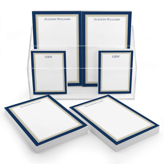 Classic Navy Border Notepad Set (6 Pads)