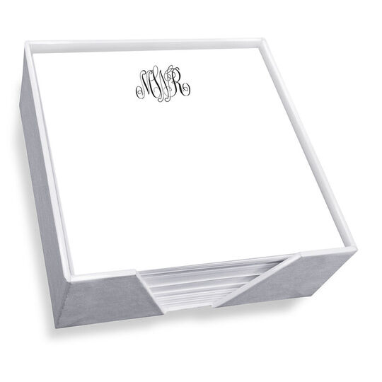 Classic Monogram Memo Square with White Paperboard Holder