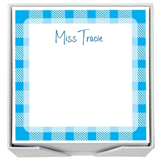 Gingham Square Memo with White Paperboard Holder
