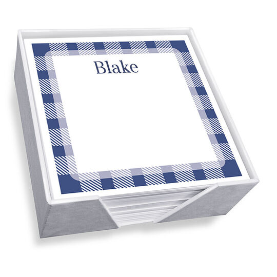 Gingham Square Memo with White Paperboard Holder