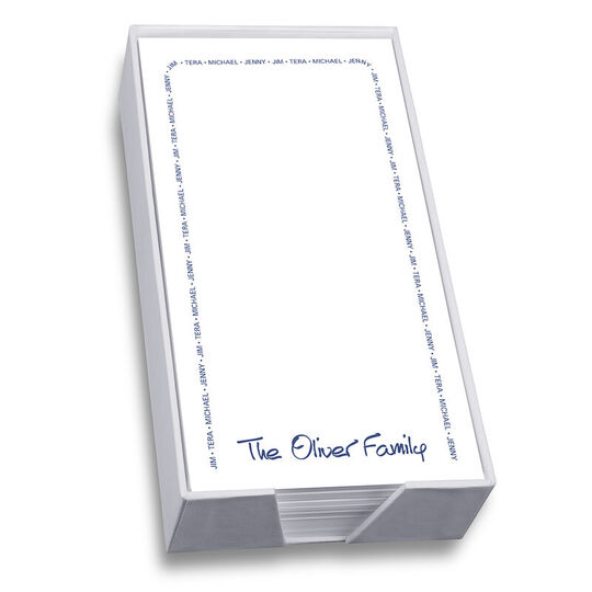 Family Arch List in Anthony Type with White Paperboard Holder